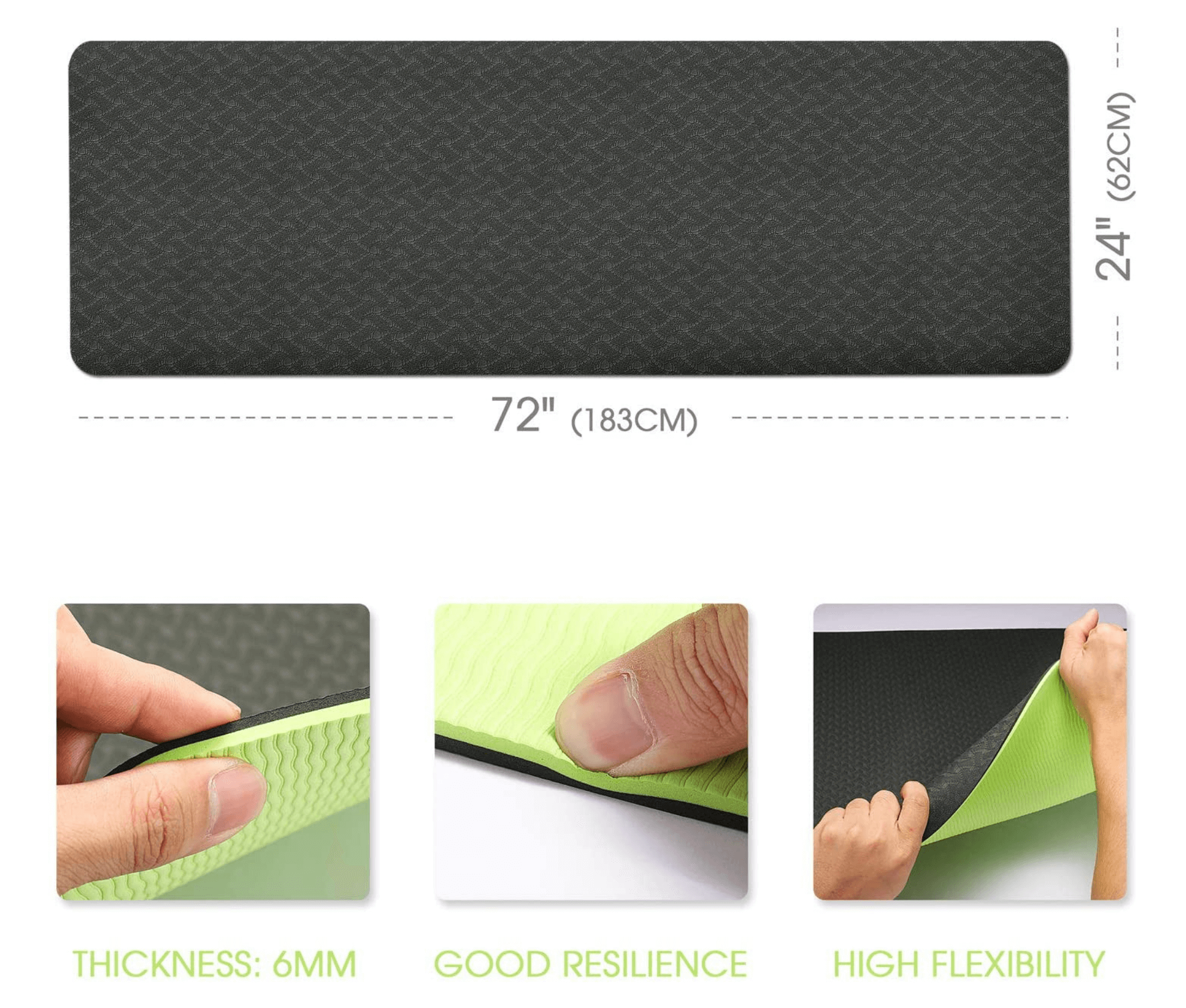 Eco Friendly Reversible Color Yoga Mat with Carrying Strap