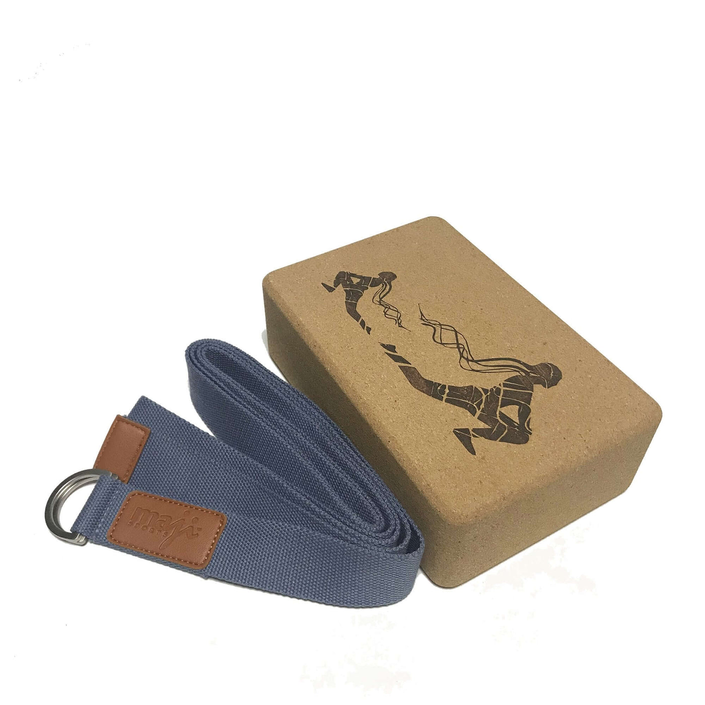Laser Engraved Cork Yoga Block & Strap Combo