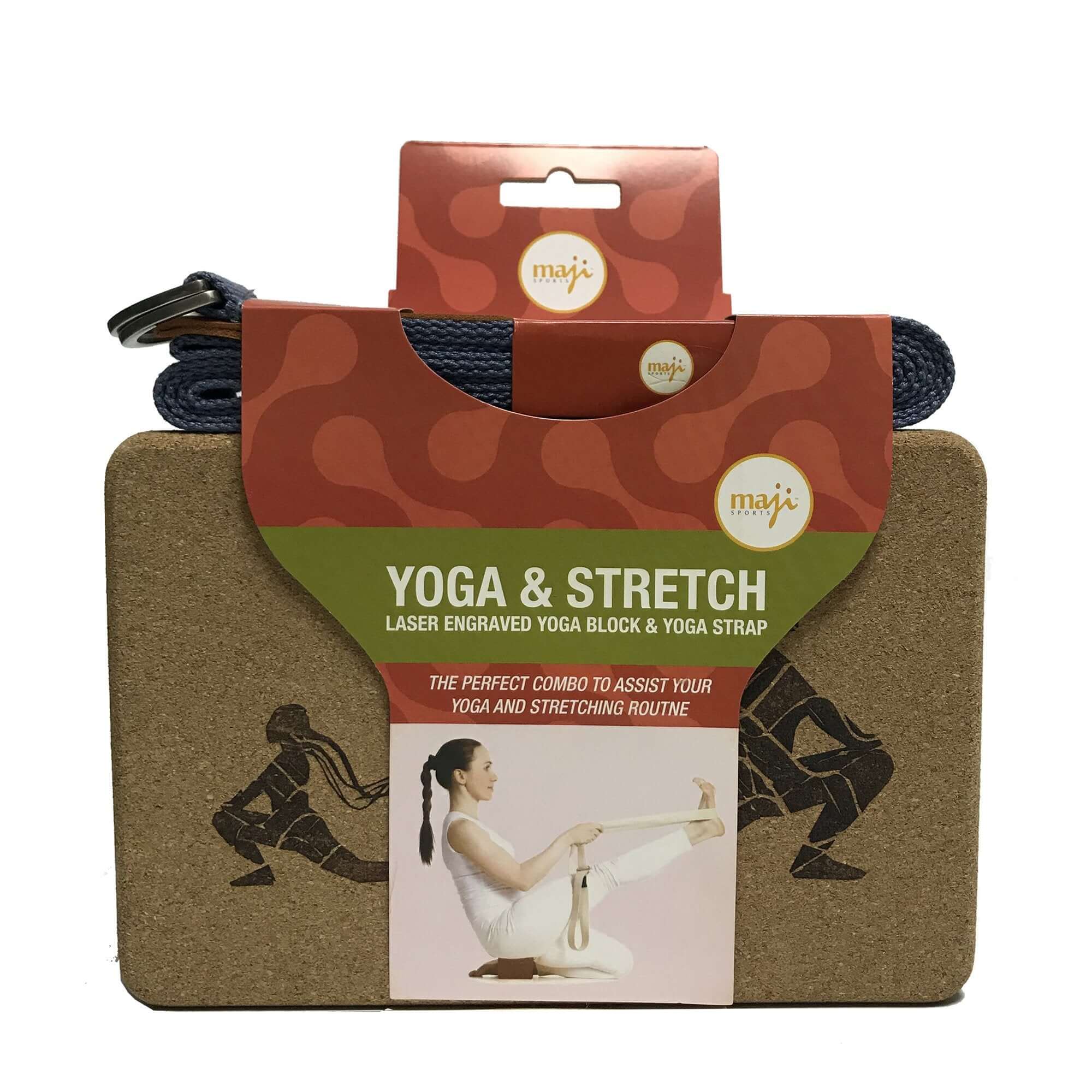 Laser Engraved Cork Yoga Block & Strap Combo