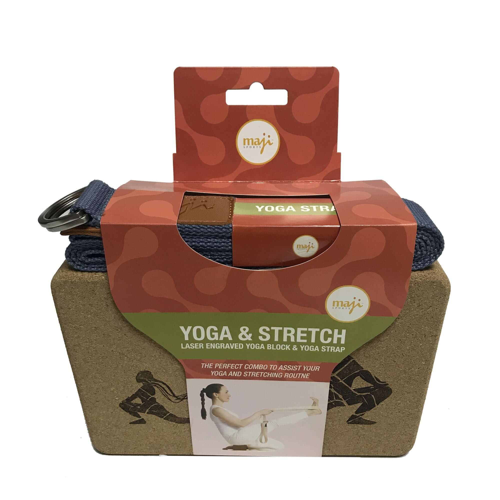 Laser Engraved Cork Yoga Block & Strap Combo