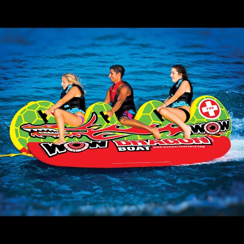 WOW Watersports Dragon Boat 3 Person Towable Water Tube For Pool and Lake