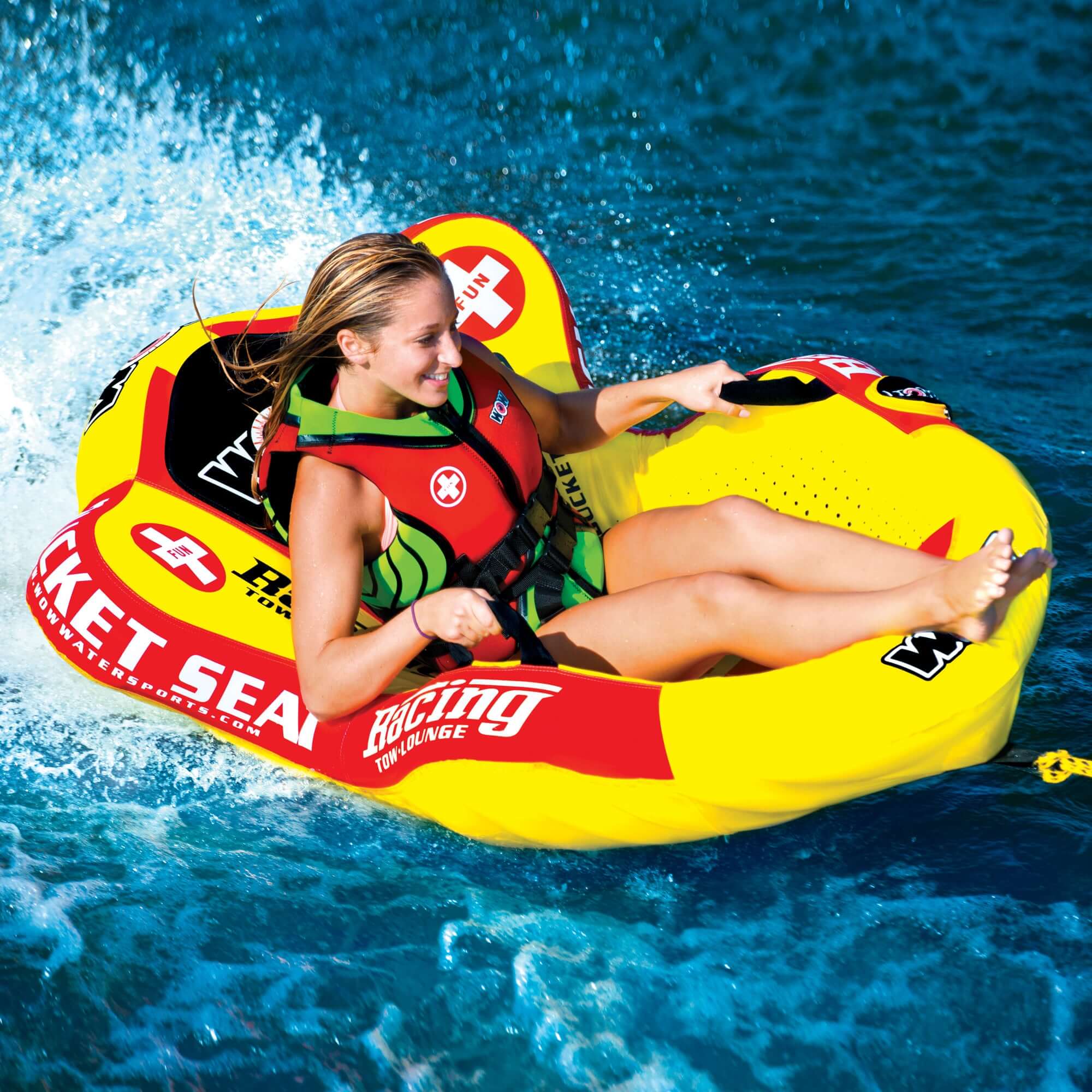 WOW Sports Bucket Seat 1 Person Towable Water Tube and Lounge Chair (14-1090)