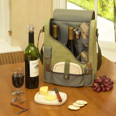 Picnic at Ascot Wine and Cheese Cooler Bag for 2 with Glasses, Napkins, Cutting Board, Corkscrew