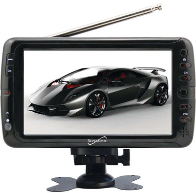 Supersonic 7" Portable Digital LCD TV with USB & SD Inputs, 12 Volt AC/DC Compatible for RVs (SC-195)