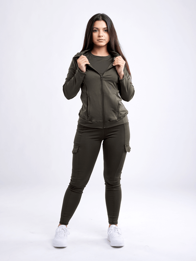 Athletic Fitted Zip-Up Hoodie Jacket with Pockets