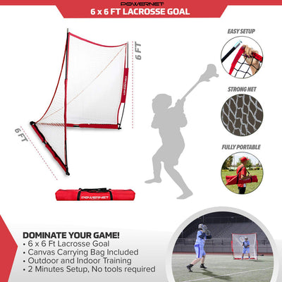 PowerNet 6x6x6 Ft Portable Lacrosse Goal to Train Anywhere (1201)