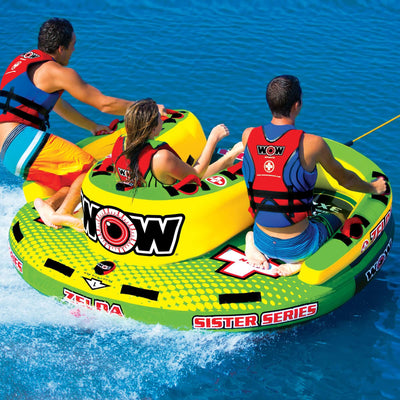 WOW Sports Zelda 1-3 Person Towable Water Tube For Pool and Lake (15-1070)