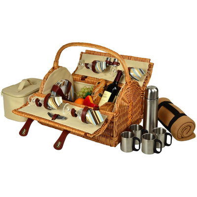 Picnic at Ascot Yorkshire Picnic Basket for 4 w/Blanket & Coffee