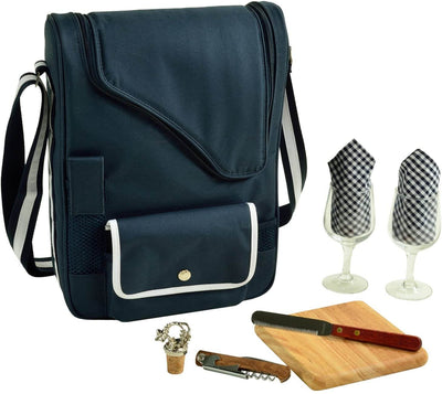 Picnic at Ascot Bordeaux Wine & Cheese Cooler Bag w/Glass Wine Glasses Equipped for 2