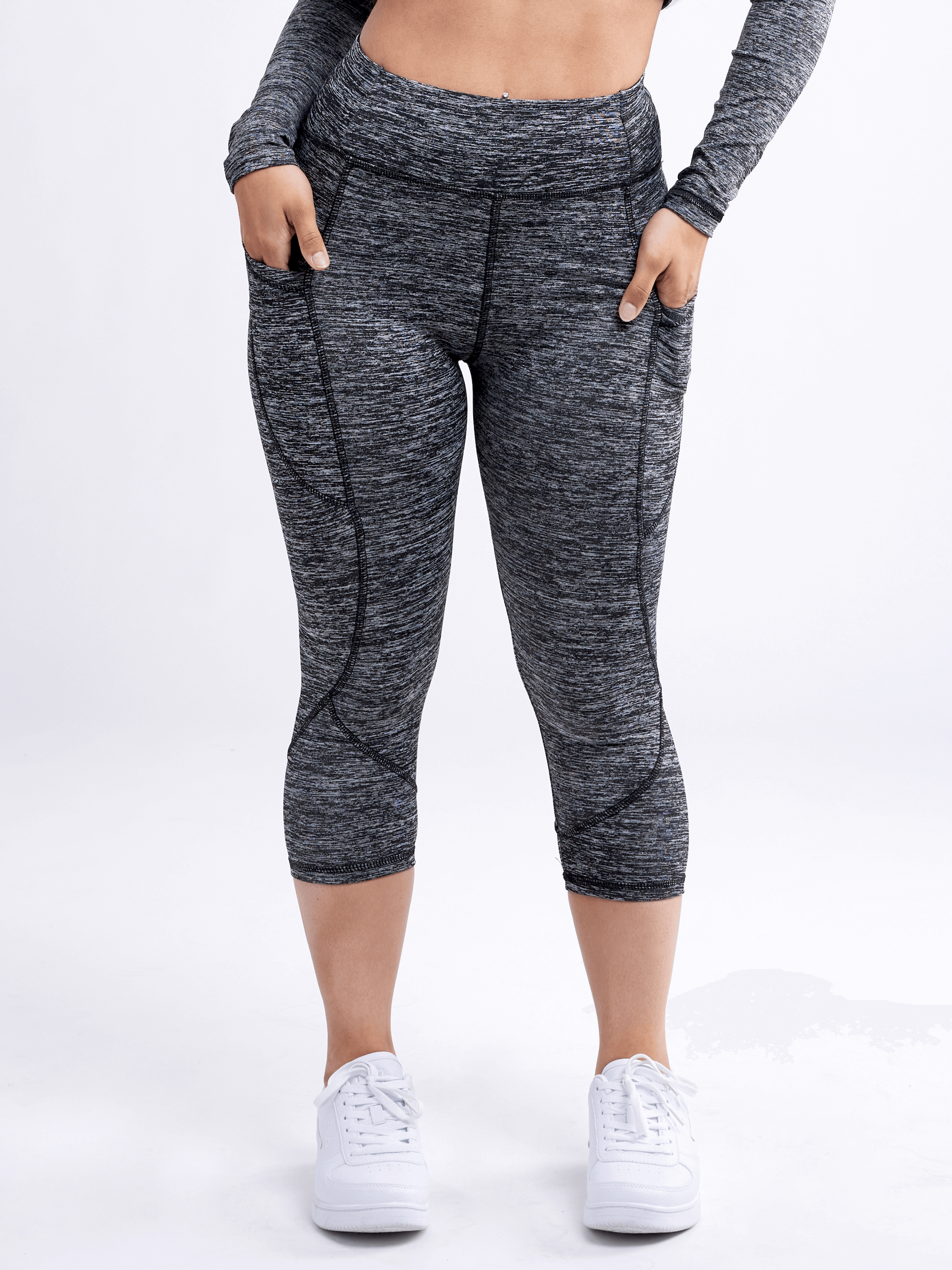 JupiterGear Mid-Rise Capri Fitness Leggings with Side Pockets