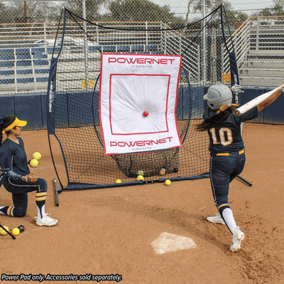 PowerNet Power Pad Canvas Batting Pitching Backstop 46" x 59" Protection Area with Red Strike Zone