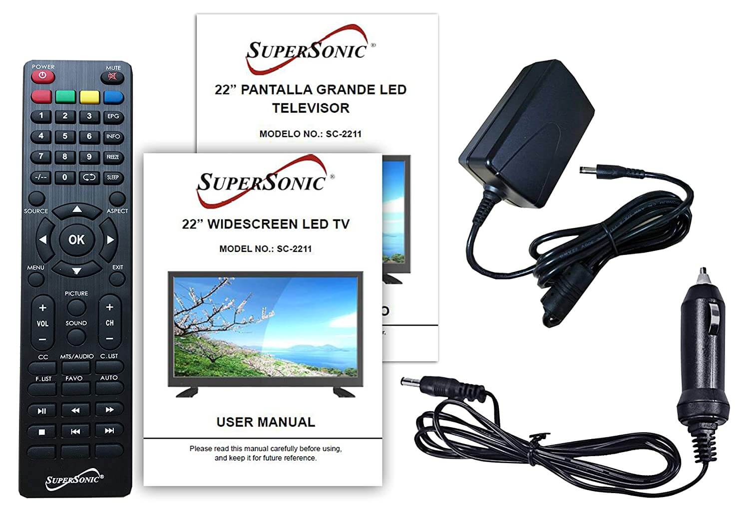 22" Supersonic 12 Volt AC/DC Widescreen LED HDTV with USB and HDMI