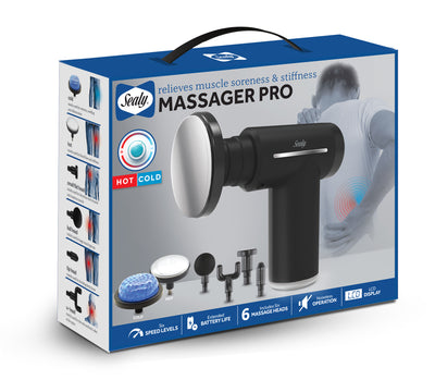 Sealy Rubberized Hot or Cold Percussive Massage Gun with 6 Massage Heads (MA-102)