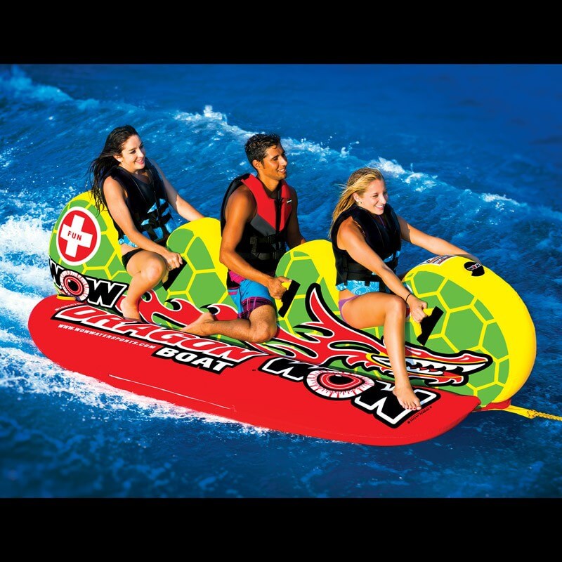 WOW Watersports Dragon Boat 3 Person Towable Water Tube For Pool and Lake