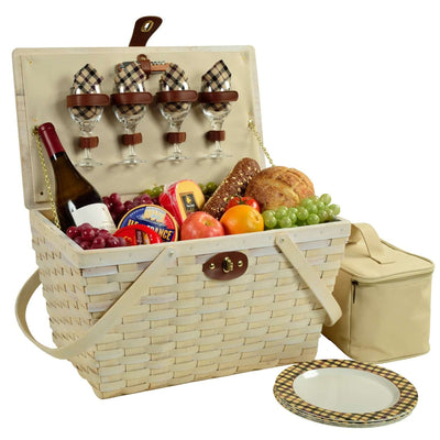 Picnic at Ascot Settler Traditional American Style Picnic Basket with Service for 4