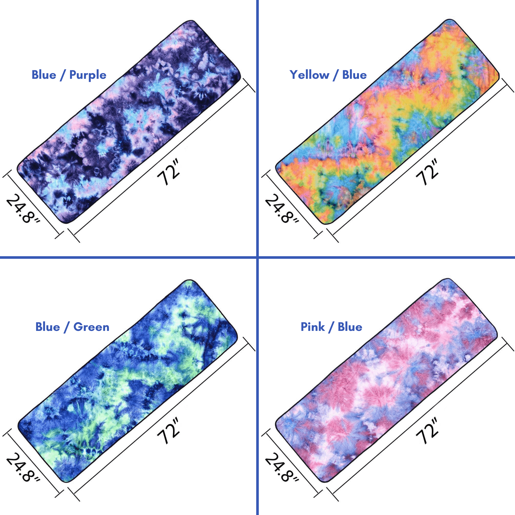 JupiterGear Tie Dye Yoga Mat Towel with Slip-Resistant Grip Dots