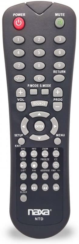 NAXA Original Replacement Remote Control for Naxa NT and NTD Model 12 Volt TVs and TV/DVD Combo Players