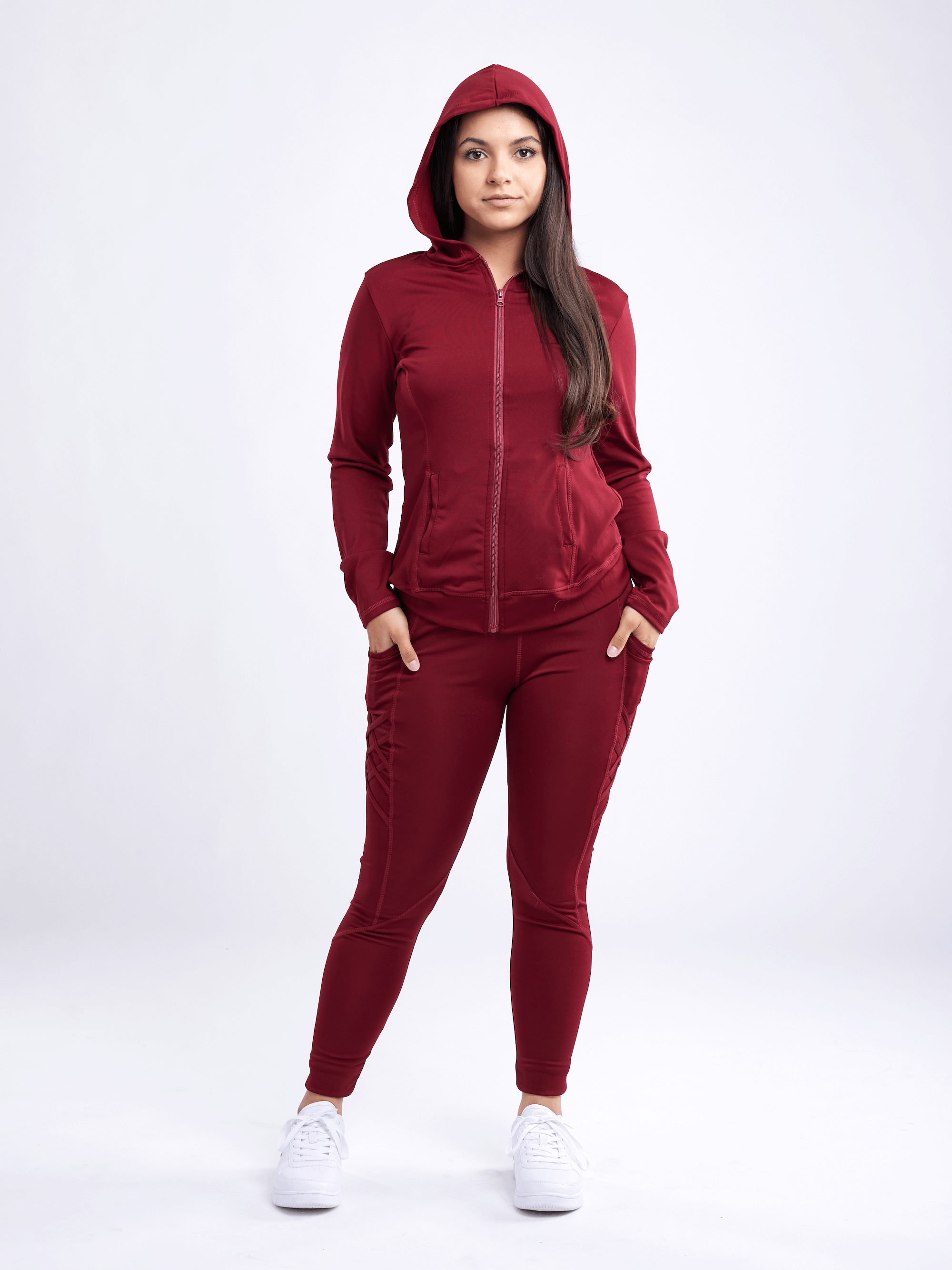Athletic Fitted Zip Up Hoodie Jacket with Pockets