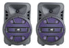 Dual 8 inch Bluetooth True Wireless Sync Party Speakers with Disco Light Combo