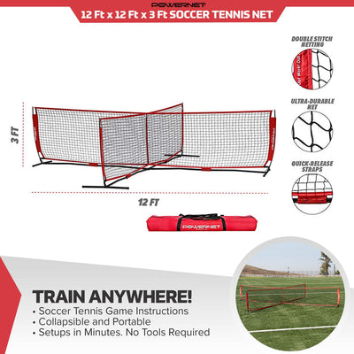 PowerNet Portable 4-Way Soccer Tennis Net 12x12 Ft for Multiplayer Use (1163)