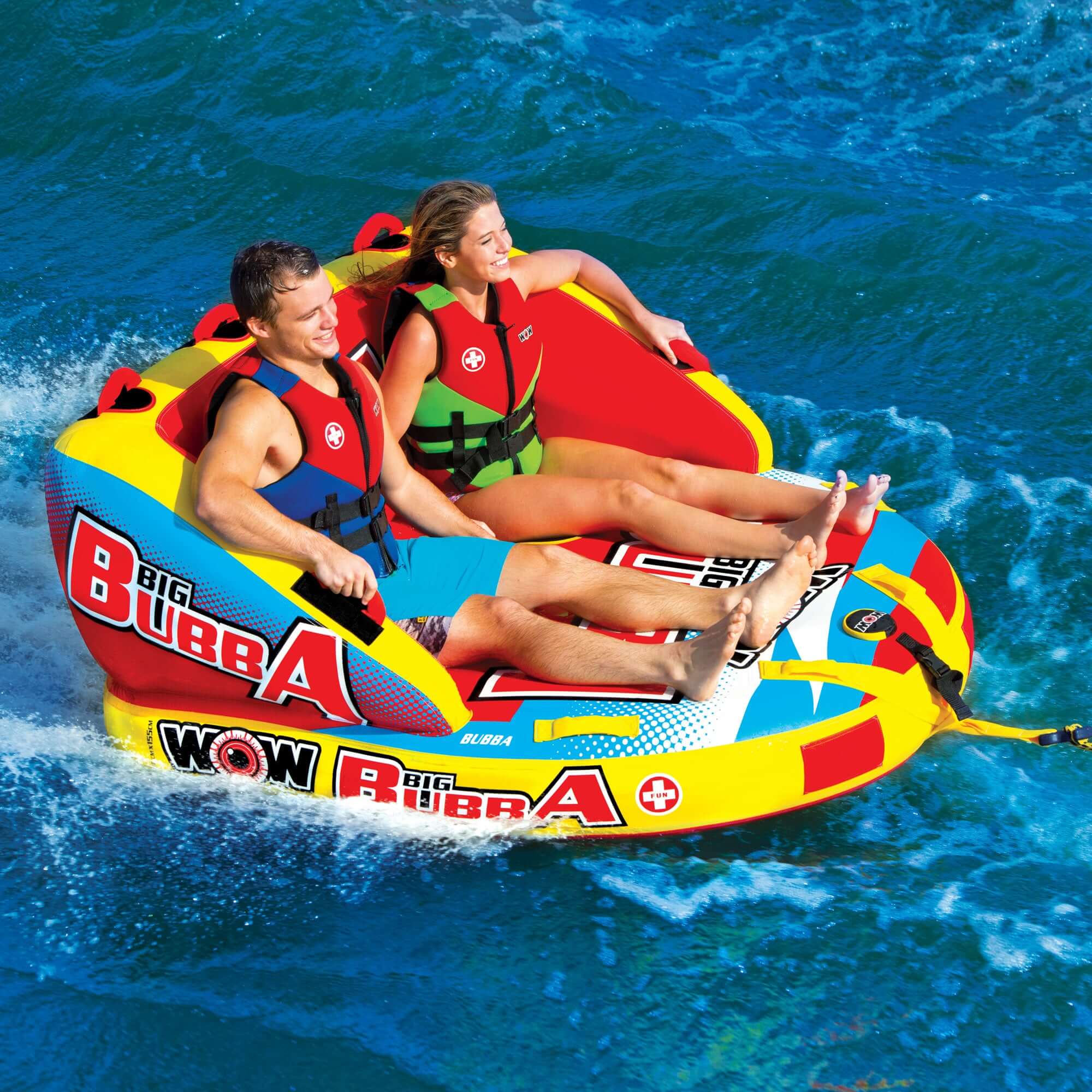 WOW Watersports Big Bubba Hi Vis 2 Person Towable Water Tube For Pool and Lake
