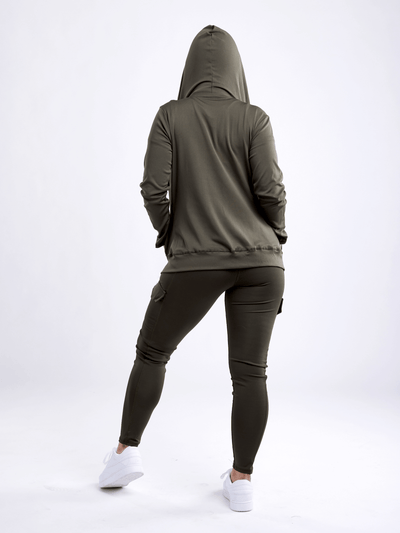Athletic Fitted Zip-Up Hoodie Jacket with Pockets