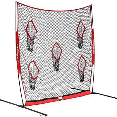 PowerNet QB Pass Accuracy Trainer 8x8 Portable Passing Net with 5 Target Pockets