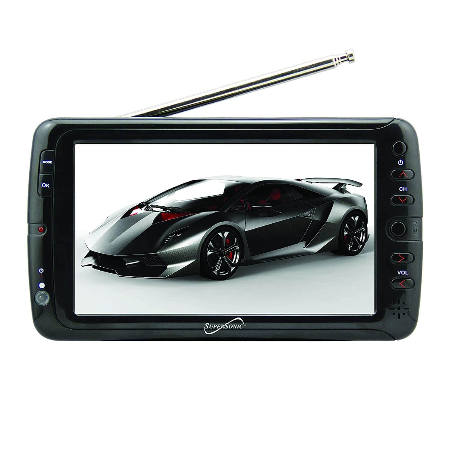Supersonic 7" Portable Digital LCD TV with USB and SD Inputs, 12 Volt AC/DC Compatible for RVs (SC-195)
