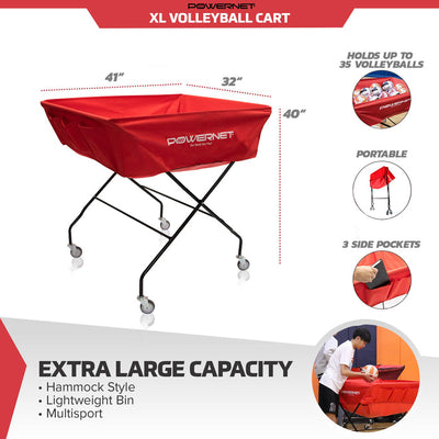 PowerNet Extra-Large Volleyball Wheeled Cart with 3 Side Pockets (1189)