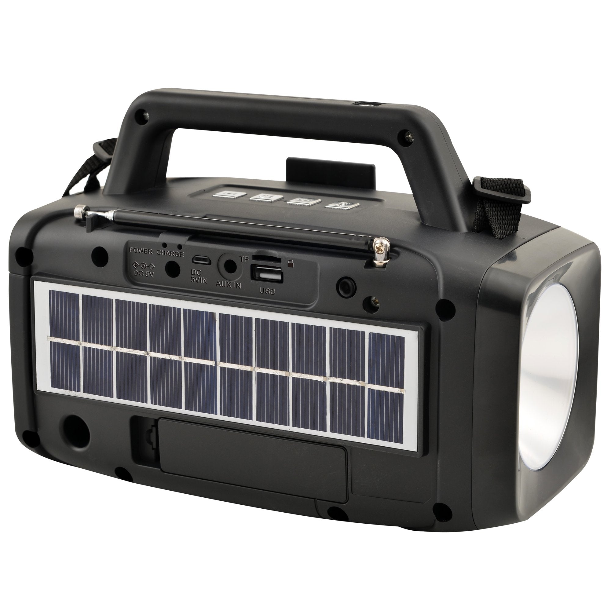 Supersonic Solar Power Speaker with FM Radio and LED Flashlight