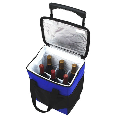Picnic at Ascot 32 Can Collapsible Rolling Cooler w/6 wine bottle divider