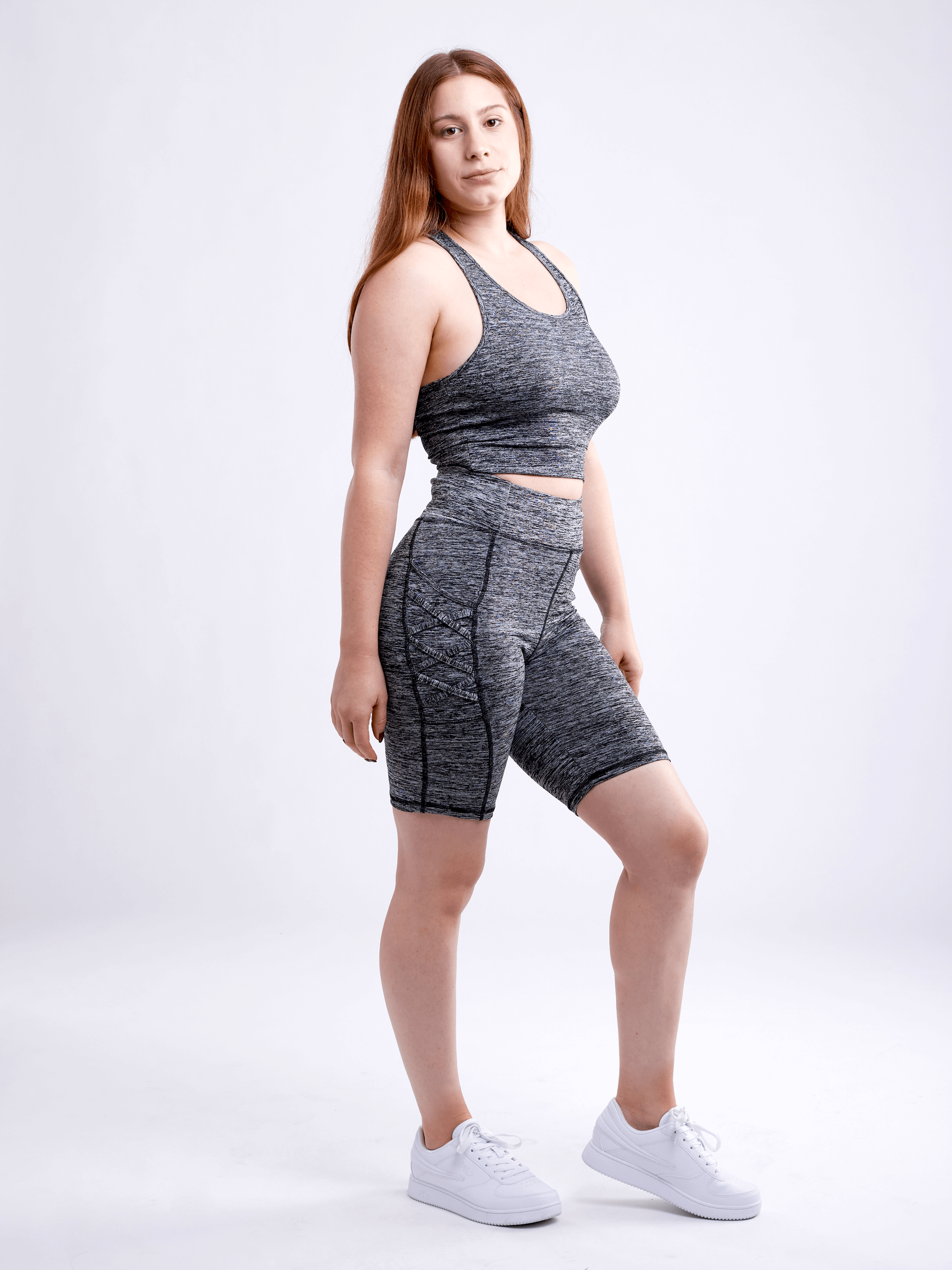 JupiterGear High-Waisted Workout Shorts with Pockets & Criss Cross Design
