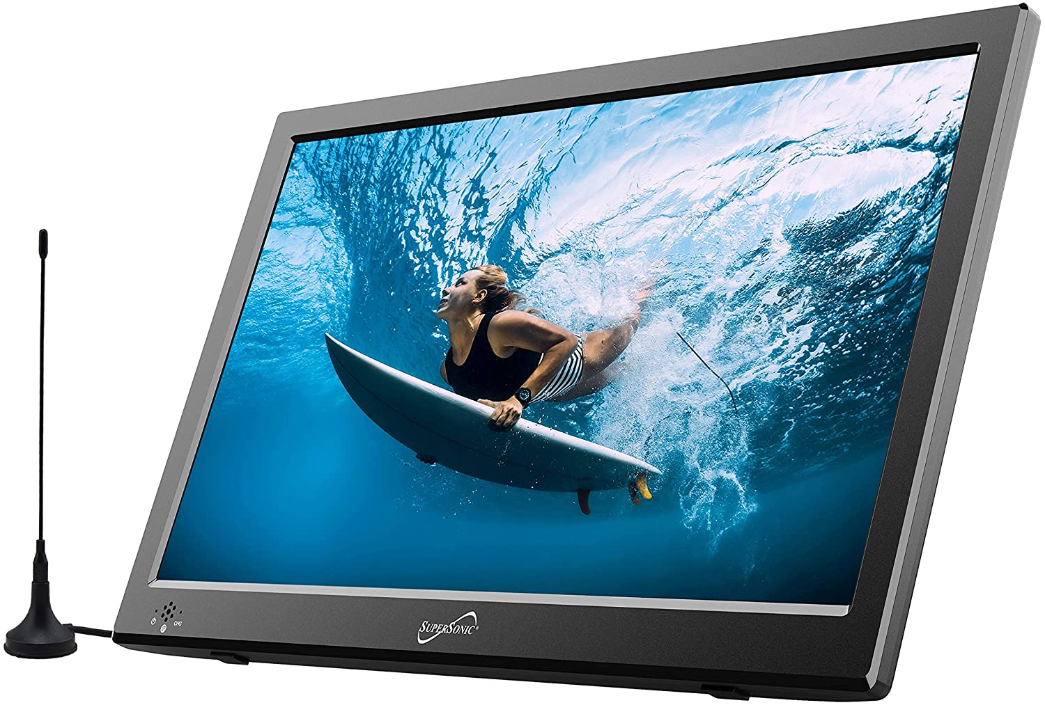 13" Supersonic Portable Digital LED TV with USB, SD, and HDMI Inputs and FM Radio | 12-Volt AC/DC Compatible